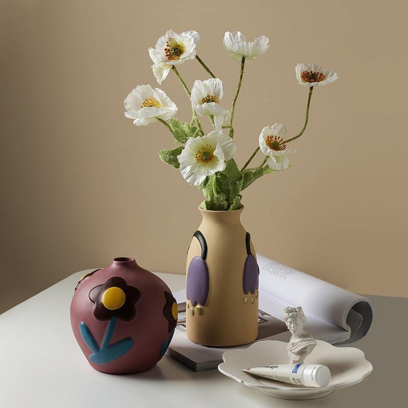 FloraCut Keramik Blumenvasen mit Ausschnitt-Design | Stilvolle Deko-Vasen | Verschiedene Farben