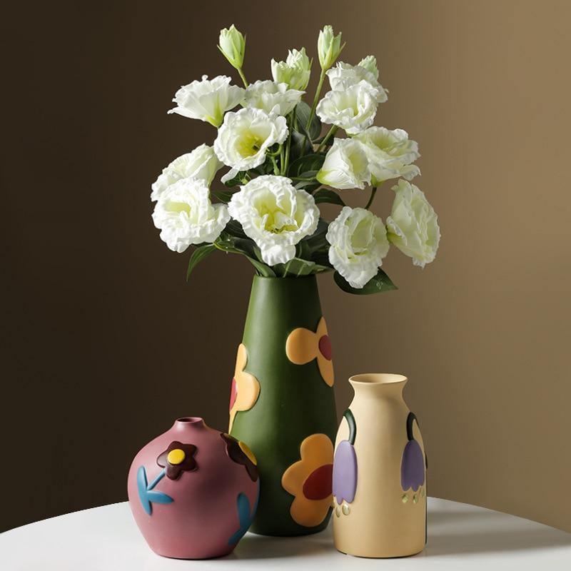 FloraCut Keramik Blumenvasen mit Ausschnitt-Design | Stilvolle Deko-Vasen | Verschiedene Farben