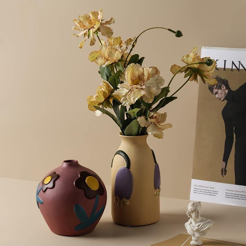 FloraCut Keramik Blumenvasen mit Ausschnitt-Design | Stilvolle Deko-Vasen | Verschiedene Farben