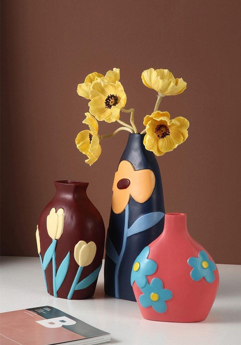 FloraCut Keramik Blumenvasen mit Ausschnitt-Design | Stilvolle Deko-Vasen | Verschiedene Farben