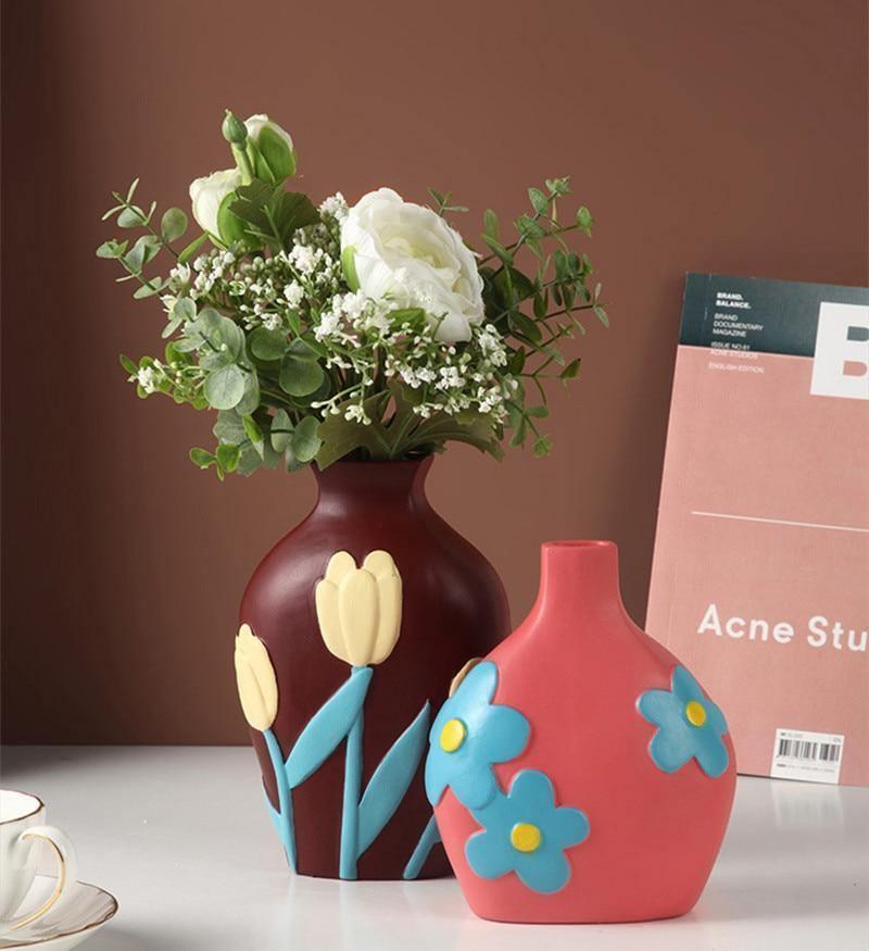FloraCut Keramik Blumenvasen mit Ausschnitt-Design | Stilvolle Deko-Vasen | Verschiedene Farben