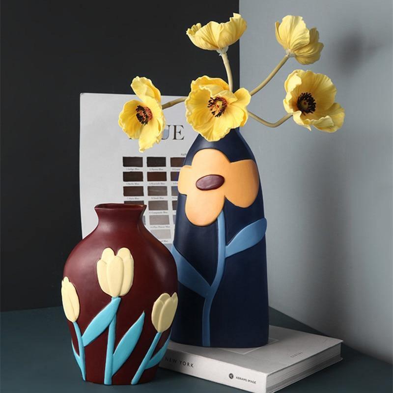 FloraCut Keramik Blumenvasen mit Ausschnitt-Design | Stilvolle Deko-Vasen | Verschiedene Farben