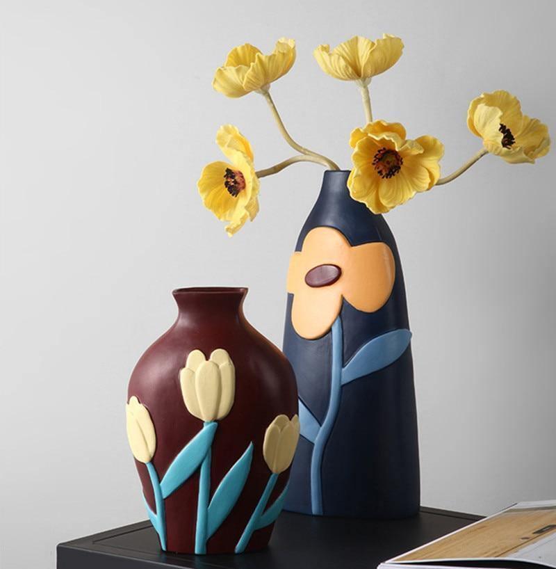FloraCut Keramik Blumenvasen mit Ausschnitt-Design | Stilvolle Deko-Vasen | Verschiedene Farben
