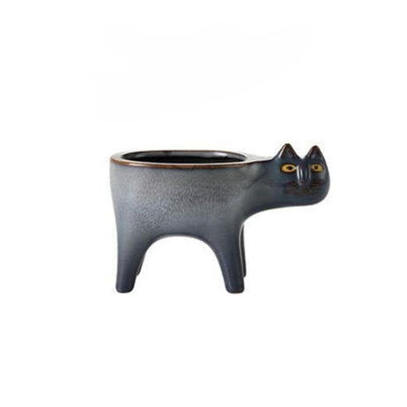 KittyCharm Glasiertes Keramik-Pflanzgefäß | Katzen-Design | Stilvolle Deko