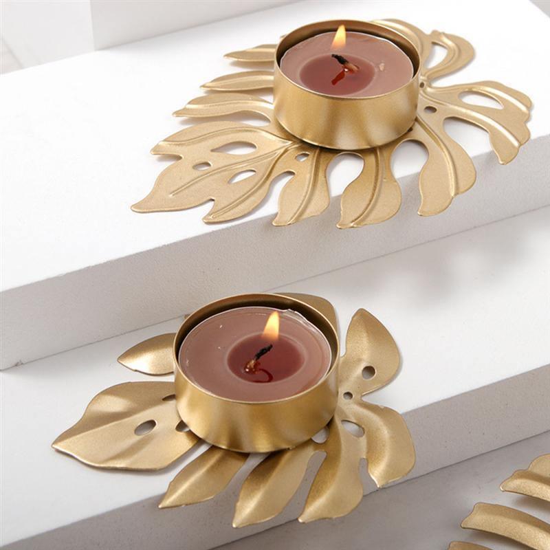 LeafGlow Monstera Blatt Teelichthalter aus Eisen | Elegante Kerzenhalter Deko | 4er Set für Zuhause & Garten
