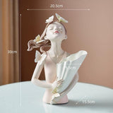 ButterflyAura Mädchenfigur Deko | Stilvolle Schmetterlings-Mädchen Ornamente | Vase & Tablett Design