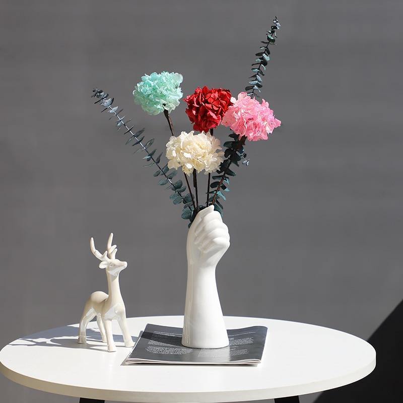 HandVase White Ceramic Blumenvasen | Kreatives Hand-Design | Stilvolle Tischdeko