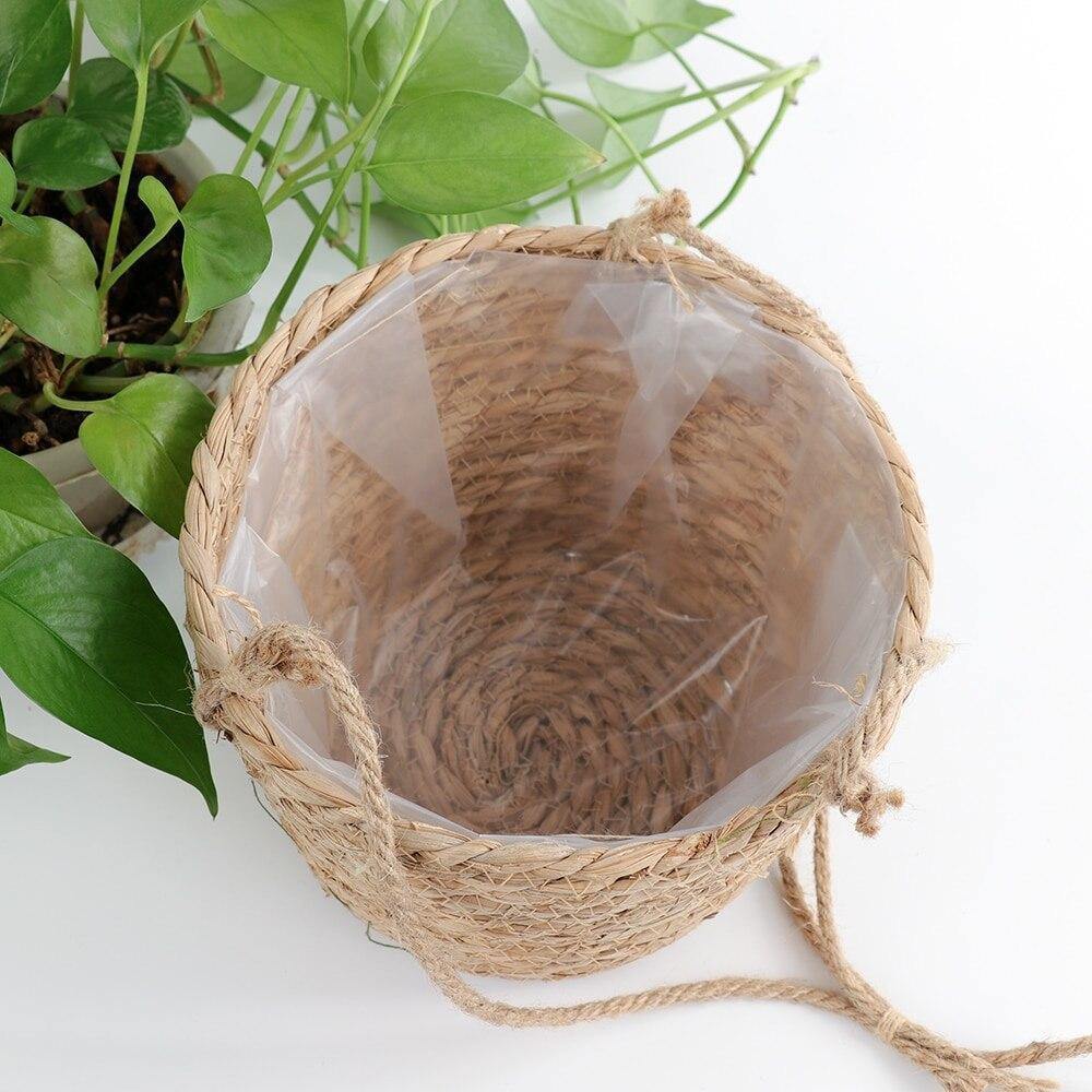 JuteNest Hängender Jutekorb für Pflanzen | Handgewebt | Boho-Stil | Ideal für Innen & Außen