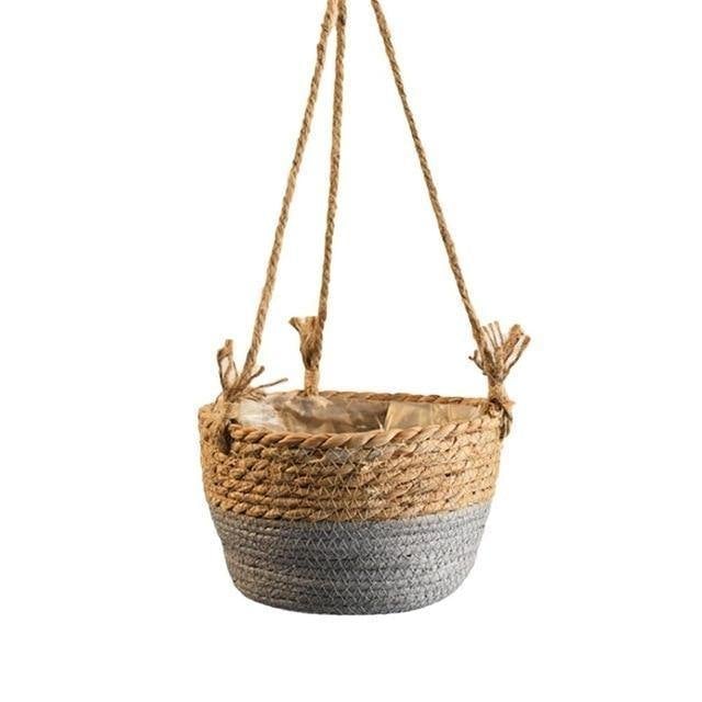 JuteNest Hängender Jutekorb für Pflanzen | Handgewebt | Boho-Stil | Ideal für Innen & Außen