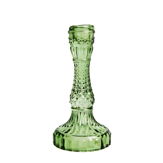 GlowArt Vintage Glas Kerzenständer | Eleganter Spitzkerzenhalter | Dekoration für Zuhause | Zeitloses Design