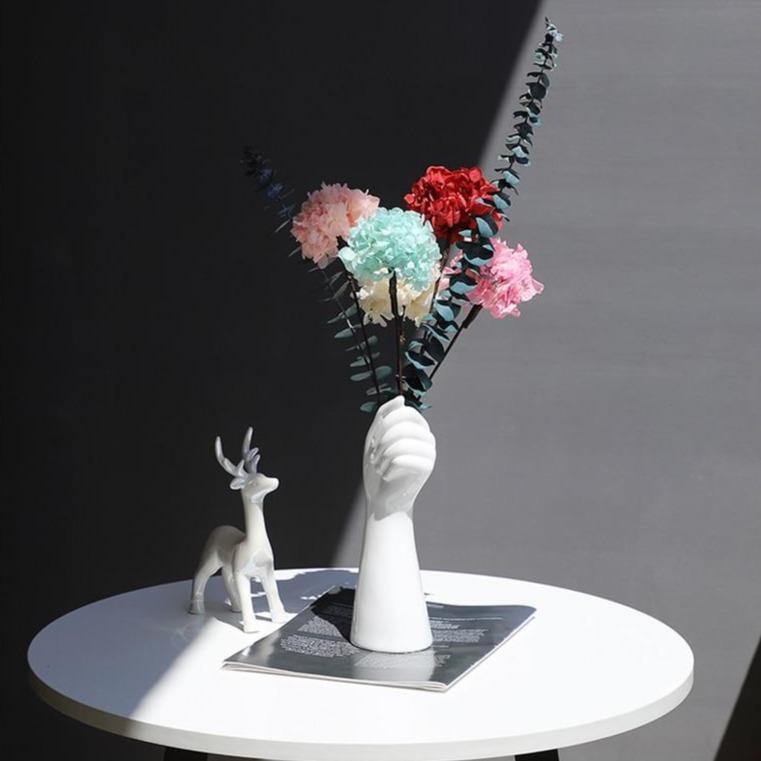 HandVase White Ceramic Blumenvasen | Kreatives Hand-Design | Stilvolle Tischdeko