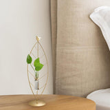 FloraTube Goldene Metall- und Glas-Pflanzenvase | Testrohr-Design | Modernes Deko-Highlight für Zuhause & Büro