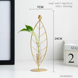 FloraTube Goldene Metall- und Glas-Pflanzenvase | Testrohr-Design | Modernes Deko-Highlight für Zuhause & Büro