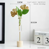 FloraTube Goldene Metall- und Glas-Pflanzenvase | Testrohr-Design | Modernes Deko-Highlight für Zuhause & Büro