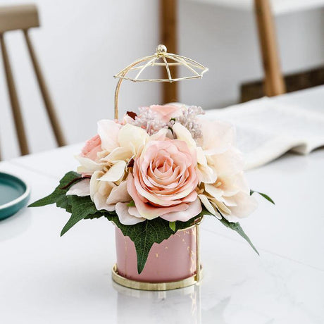 LustraGold Ceramic Swirl Planter mit Goldständer | Eleganter Keramiktopf | Stilvolle Pflanzenhalterung für Zuhause