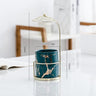 LustraGold Ceramic Swirl Planter mit Goldständer | Eleganter Keramiktopf | Stilvolle Pflanzenhalterung für Zuhause