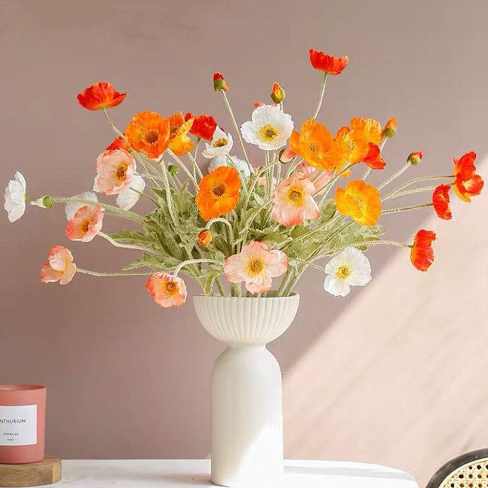 BloomCharm Künstliche Blumen Deko | Realistische Mohnblumen | Verschiedene Farben & Größen