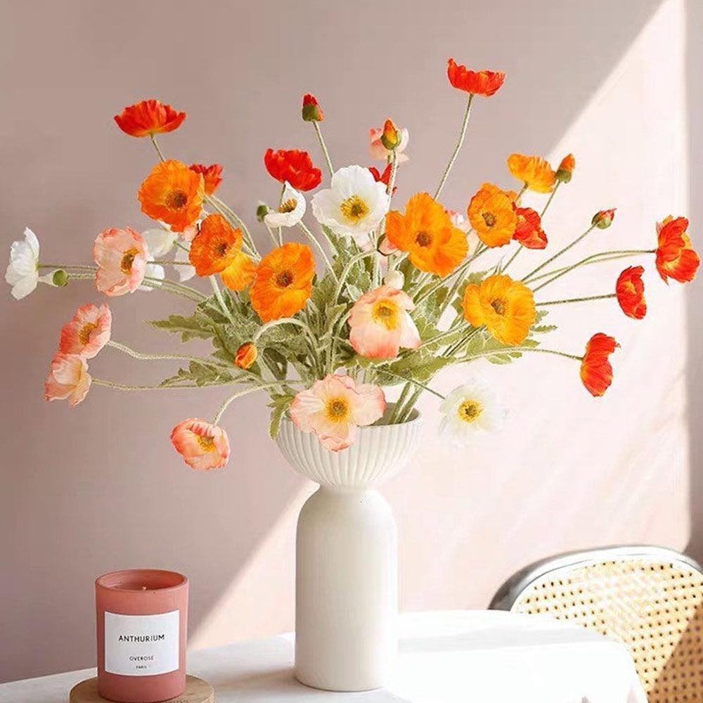 BloomCharm Künstliche Blumen Deko | Realistische Mohnblumen | Verschiedene Farben & Größen