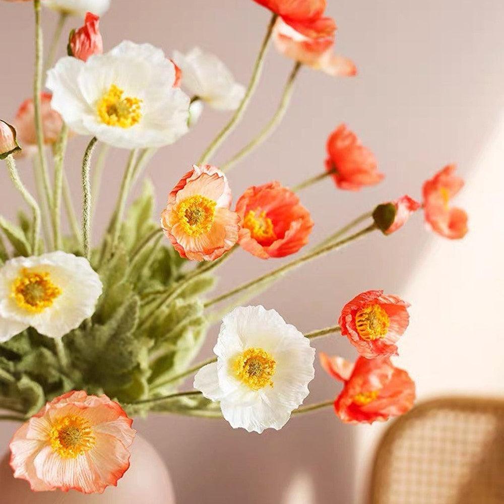 BloomCharm Künstliche Blumen Deko | Realistische Mohnblumen | Verschiedene Farben & Größen