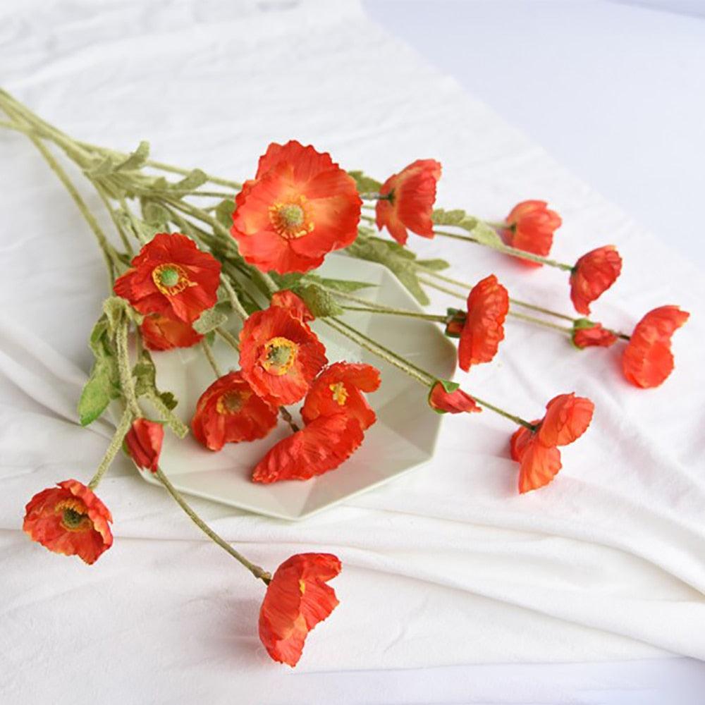 BloomCharm Künstliche Blumen Deko | Realistische Mohnblumen | Verschiedene Farben & Größen