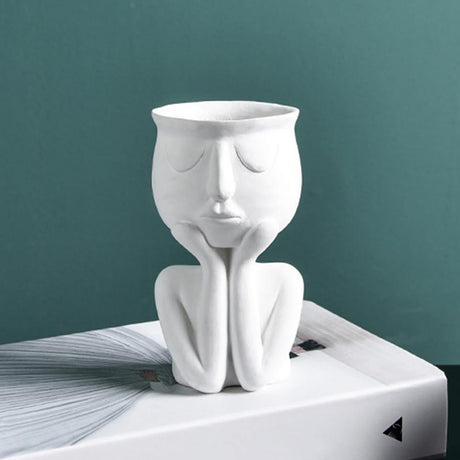 FaceRest Keramik Pflanztopf | Stilvoller Gesichts-Pflanzentopf | Einzigartige Deko für Zuhause & Büro