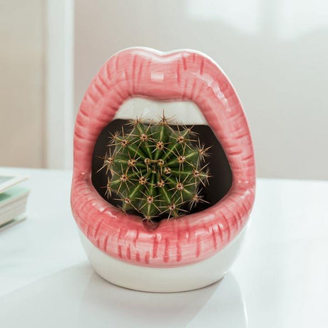 KissBloom Lippen-Keramik Blumentopf | Einzigartiges Design | Für Pflanzen & Deko | In Rot, Rosa & Lila