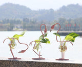 FlamigoBloom Tropische Deko-Vase | Zimmerpflanzengefäß | Stilvolle Glasvase mit Flamingo-Design