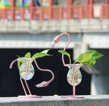 FlamigoBloom Tropische Deko-Vase | Zimmerpflanzengefäß | Stilvolle Glasvase mit Flamingo-Design