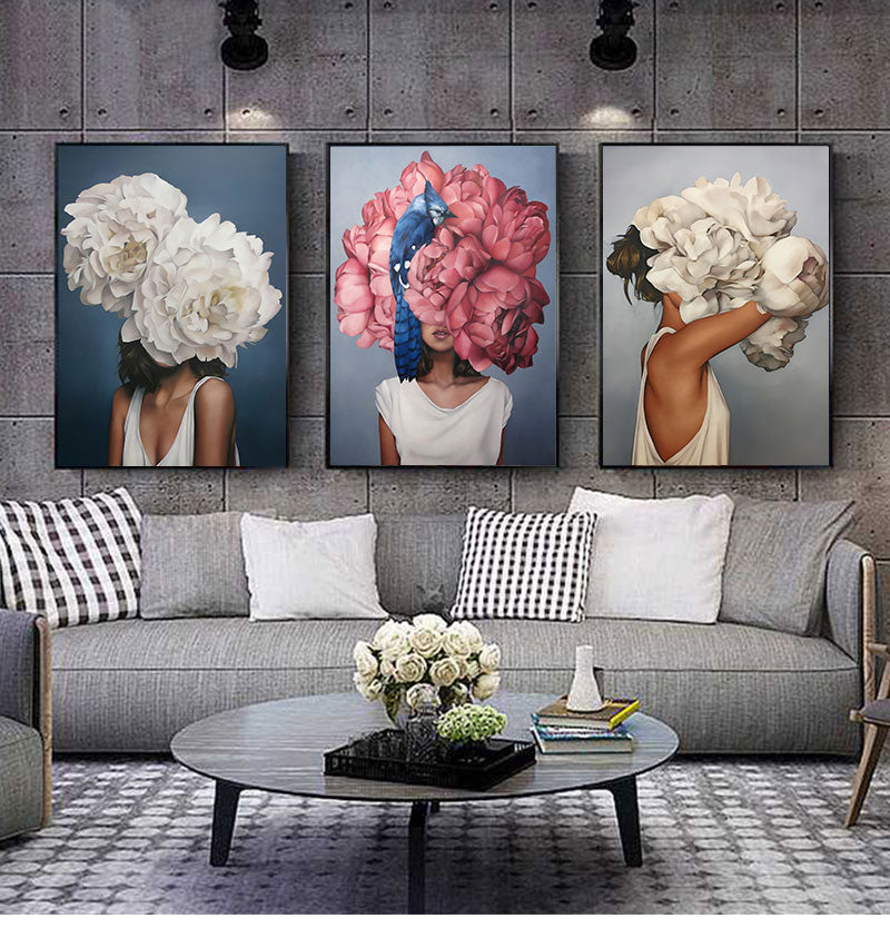 FloraMuse Abstrakte Blumenmuster Leinwanddruck | Elegante Wandkunst | Moderne Dekoration für Zuhause