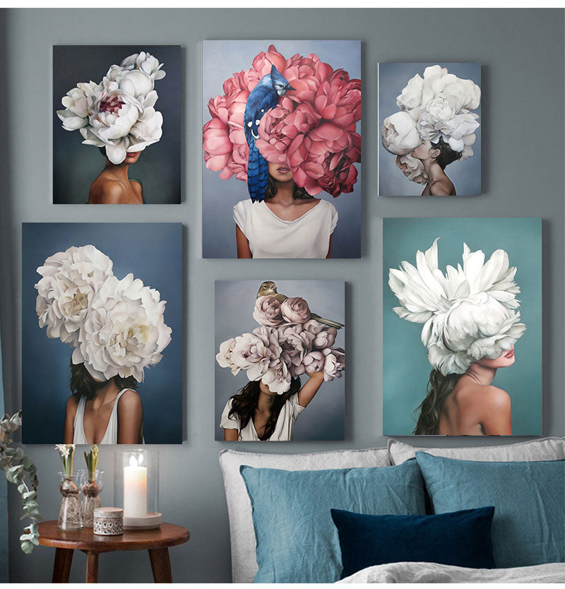 FloraMuse Abstrakte Blumenmuster Leinwanddruck | Elegante Wandkunst | Moderne Dekoration für Zuhause
