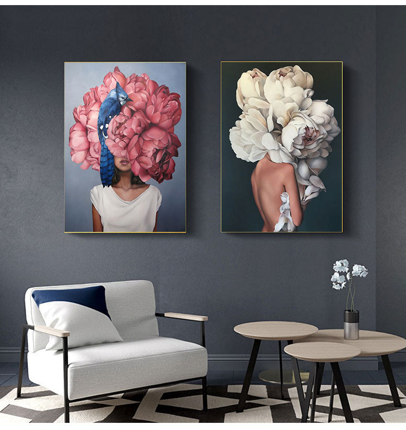 FloraMuse Abstrakte Blumenmuster Leinwanddruck | Elegante Wandkunst | Moderne Dekoration für Zuhause