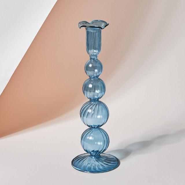 GlowCharm Pastellglas Kerzenhalter | Dekorative Kerzenständer | Elegante Tischdeko