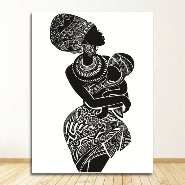 EthniArt Motherly Bond Leinwanddruck | Afrikanische Mutter-Kind Kunst | Elegante Wanddekoration