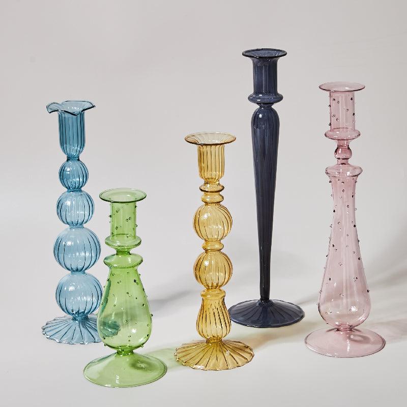 GlowCharm Pastellglas Kerzenhalter | Dekorative Kerzenständer | Elegante Tischdeko