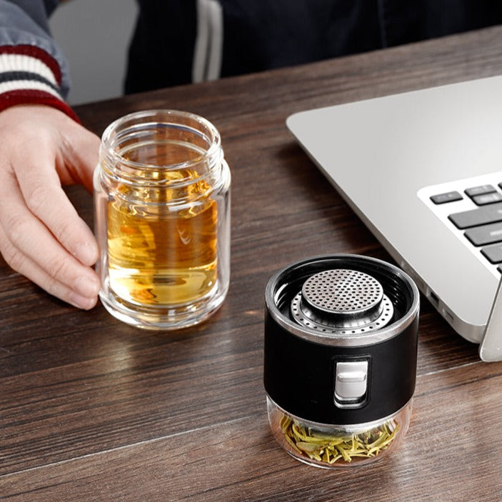 ThermoLeaf Doppelwandige Tee-Infuser Thermosflasche | Doppelglas | Nachhaltig | Tee- & Kaffeezubereitung