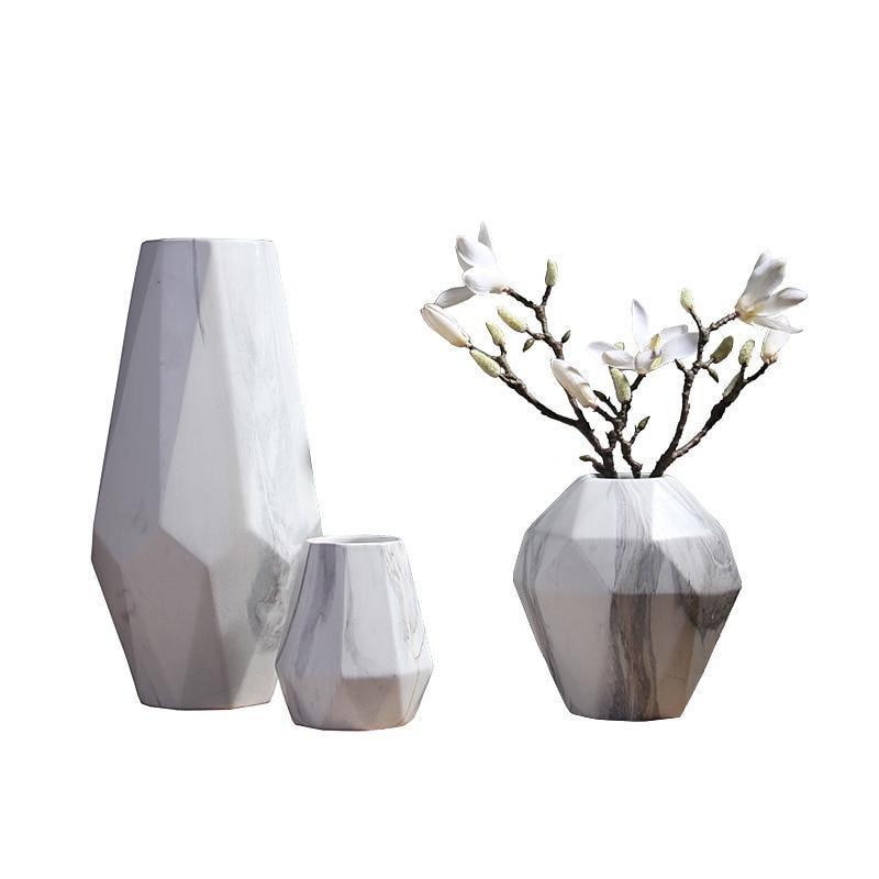 GeoMarble Geometrische Marmor-Vasen | Zeitloses Design | Hochwertige Dekoration | Perfekt für Zuhause