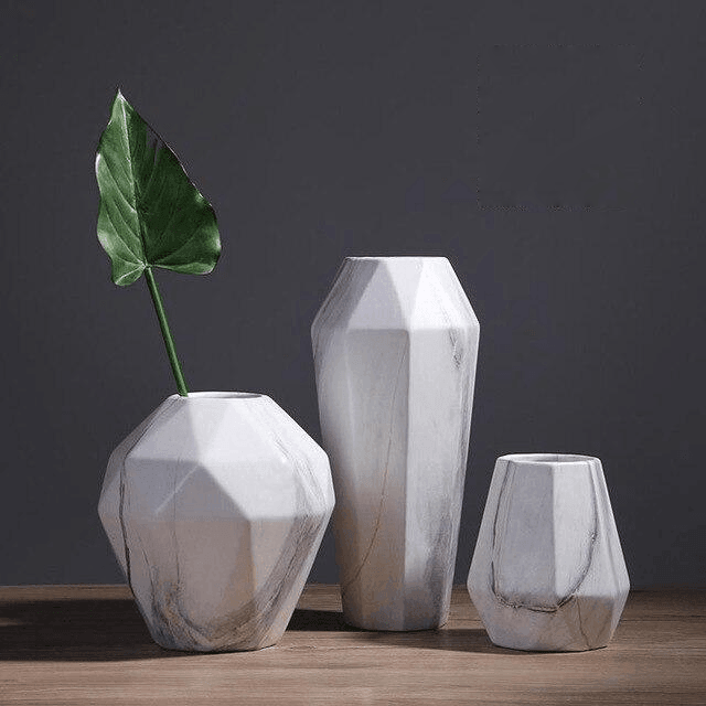 GeoMarble Geometrische Marmor-Vasen | Zeitloses Design | Hochwertige Dekoration | Perfekt für Zuhause