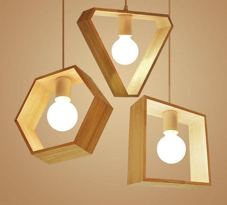 GeomaLume Geometrische Hängelampe aus Holz | Modernes Design | Warmweiß & Kaltweiß | Perfekt für Wohnzimmer & Esszimmer