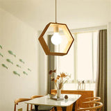 GeomaLume Geometrische Hängelampe aus Holz | Modernes Design | Warmweiß & Kaltweiß | Perfekt für Wohnzimmer & Esszimmer