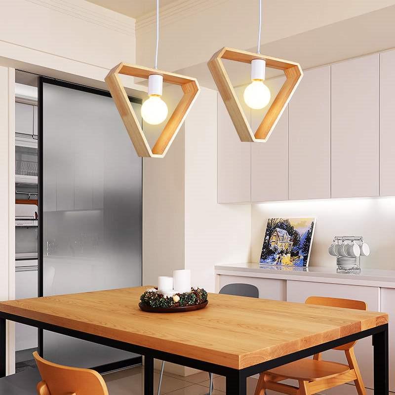 GeomaLume Geometrische Hängelampe aus Holz | Modernes Design | Warmweiß & Kaltweiß | Perfekt für Wohnzimmer & Esszimmer