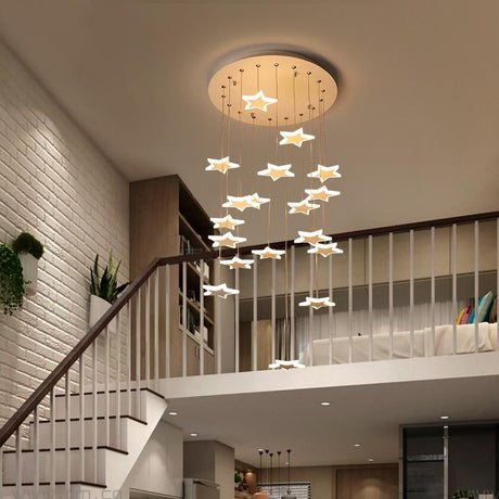 LunaStellar Hängender Sternen-Kronleuchter | Designer LED-Beleuchtung | Warmweiß & Kaltweiß | Modernes Design
