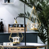 GeoLume Geometrischer Hängender Kerzenhalter oder Vase aus Eisen | Modernes Design | Vielseitige Deko