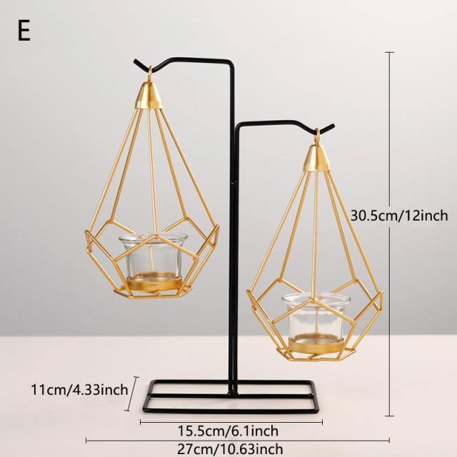 GeoLume Geometrischer Hängender Kerzenhalter oder Vase aus Eisen | Modernes Design | Vielseitige Deko
