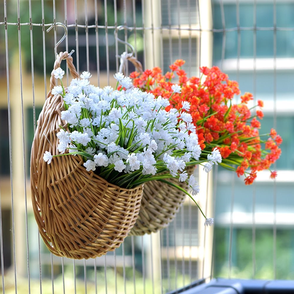 RattaBloom Wand-Pflanzgefäß aus Rattan | Hängender Pflanzenhalter | Dekoratives Garten-Accessoire