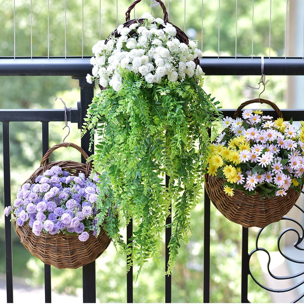 RattaBloom Wand-Pflanzgefäß aus Rattan | Hängender Pflanzenhalter | Dekoratives Garten-Accessoire