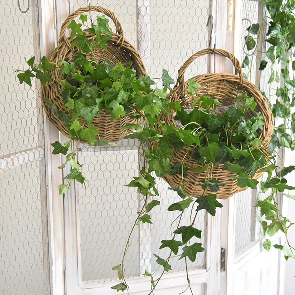 RattaBloom Wand-Pflanzgefäß aus Rattan | Hängender Pflanzenhalter | Dekoratives Garten-Accessoire