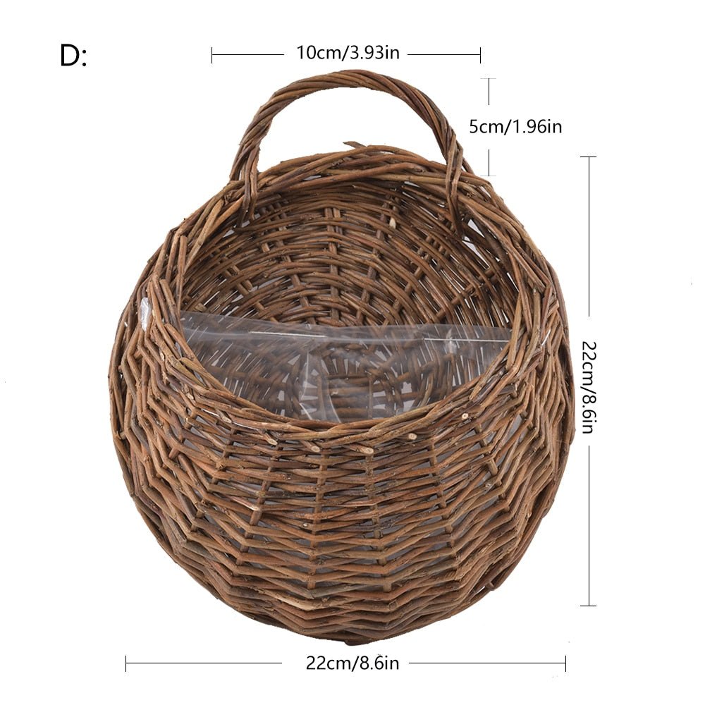 RattaBloom Wand-Pflanzgefäß aus Rattan | Hängender Pflanzenhalter | Dekoratives Garten-Accessoire