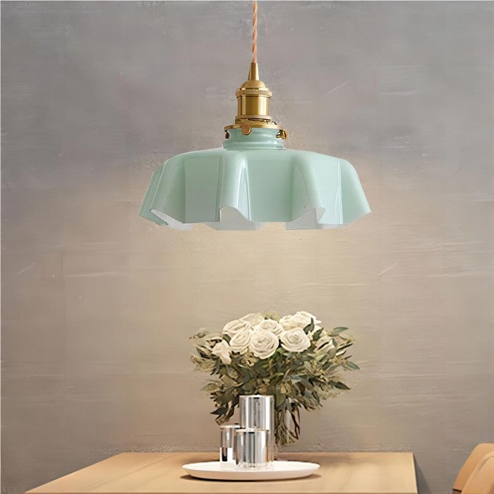 NostaLume Glasblume Hängelampe | Vintage Pendelleuchte | Elegantes Licht für Zuhause