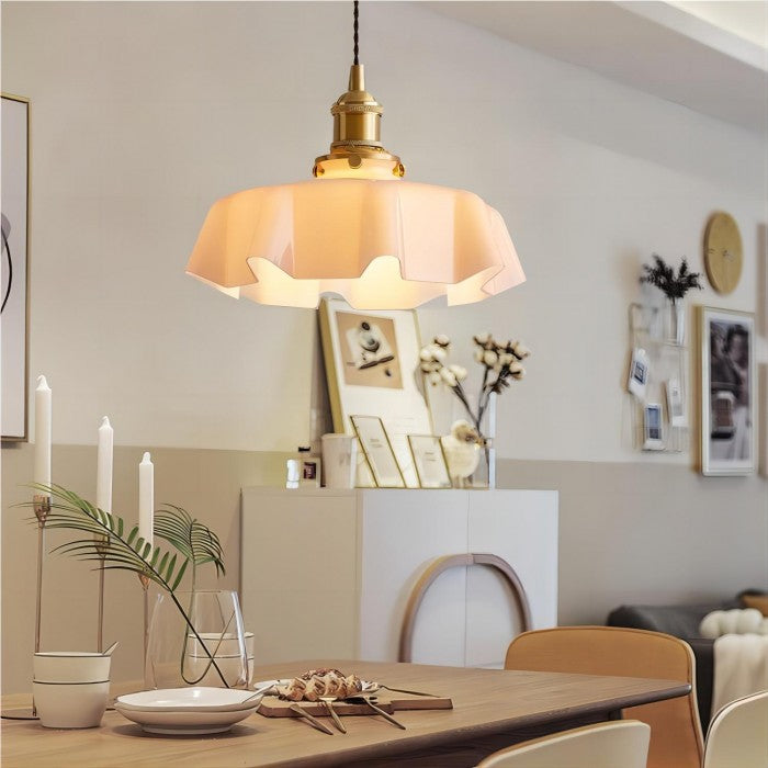 NostaLume Glasblume Hängelampe | Vintage Pendelleuchte | Elegantes Licht für Zuhause