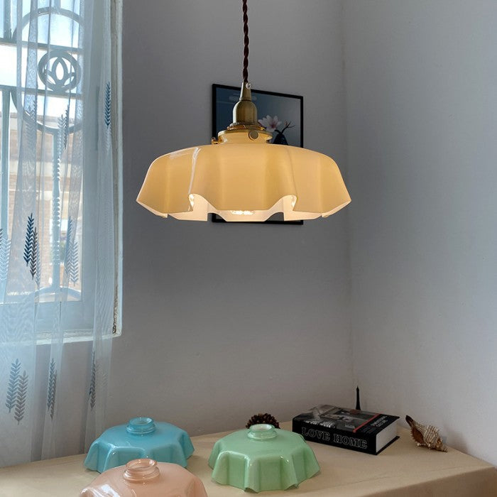 NostaLume Glasblume Hängelampe | Vintage Pendelleuchte | Elegantes Licht für Zuhause
